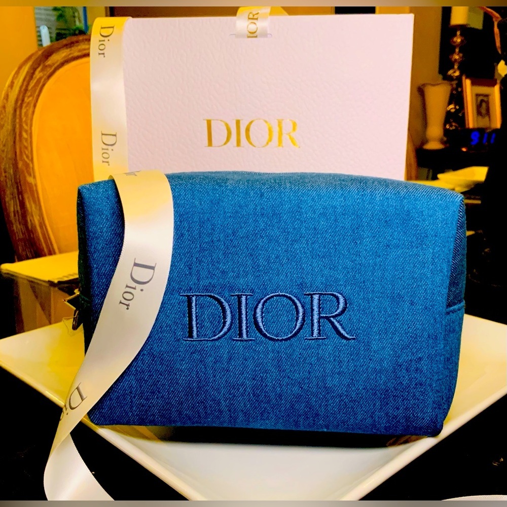 “HOST PICK” NEW IN BOX DIOR DENIM COSMETIC POUCH LIMITED EDITION 2024